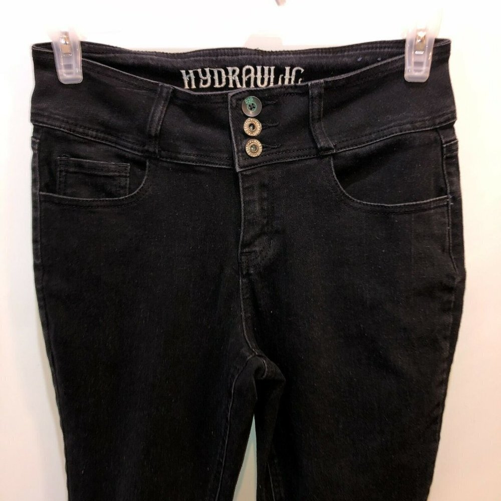 Hydraulic Womens Size 8 Black Nolita Stretch 3 Buttons Curvy Ankle Skinny Jeans - Picture 5 of 11
